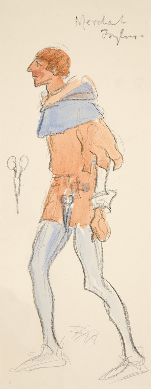 Merchant Taylor, costume sketch for Henry Irving’s Planned Production of King Richard II