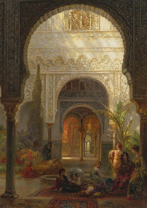 The Patio Della Reina, The Alcazar, Sevilla (1909)