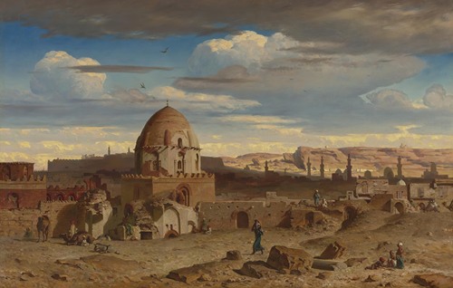 View Of The South Of The Necropolis In Cairo With The Citadel In The Background