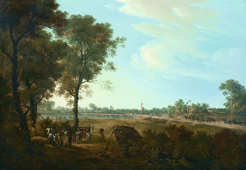 Szene aus den Napoleonischen Kriegen; Der Beginn des Brückenkopfes in der Lobau