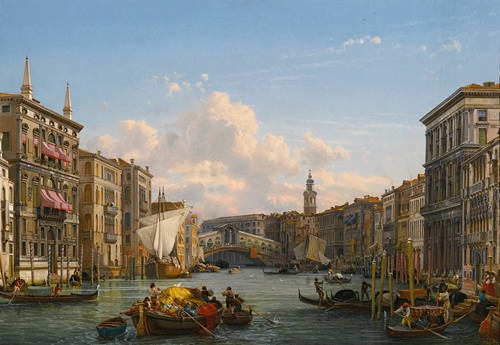 A View Of The Grand Canal Looking Towards The Rialto Bridge, Venice