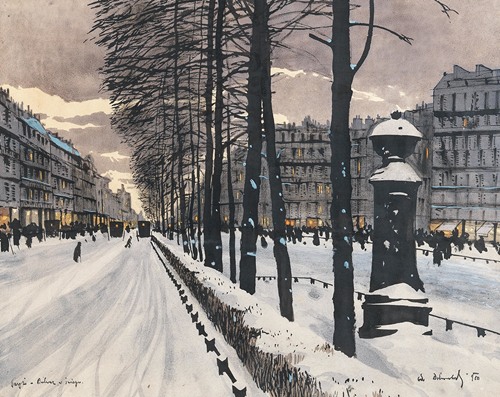 A Paris Boulevard in the Snow