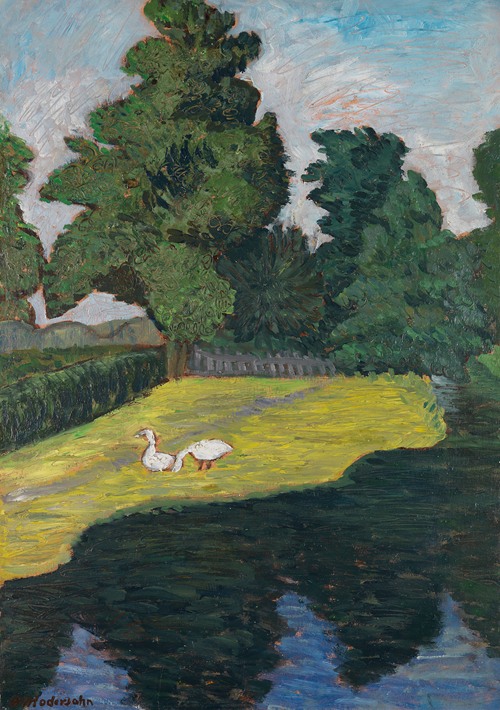 An der Wümme mit Gänsen