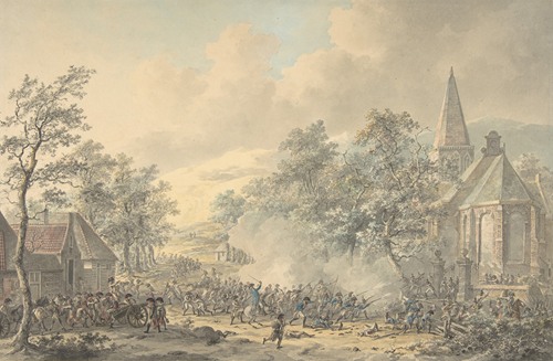 Battle Scene with Church at right (ca. 1790-1800)