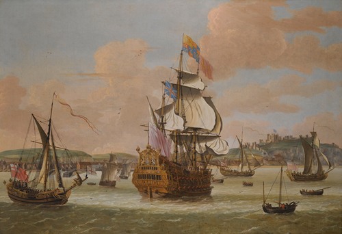 Charles Ii And James, Duke Of York, On Board H.M.S. Triumph, With Three Royal Yachts Off Dover