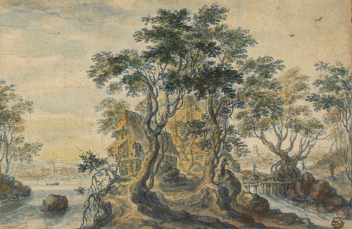 River Landscape with House on a Rocky Island (about 1620-1630)