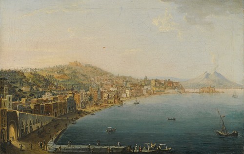 Naples, A View Of The Riviera Di Chiaia From The Convento Di Sant’ Antonio, With Vesuvius Smoking In The Distance