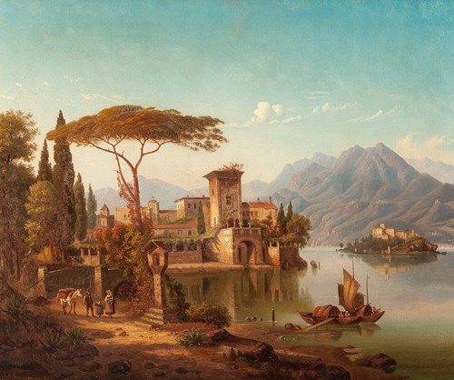 Northern Italy Landscape (possibly Lake Como) (1877)