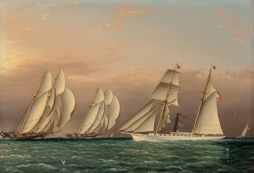 The Yacht EMILY of the New York Yacht Club Observing a Stakes Race between the Schooners DREADNOUGHT and COLUMBIA
