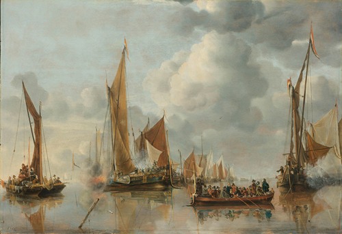The Home Fleet Saluting the State Barge (1650)