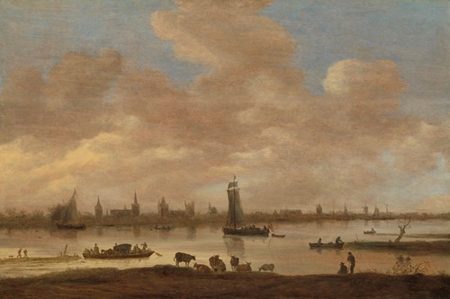 View of an Imaginary Town across a River, with the Tower of Saint Pol in Vianen