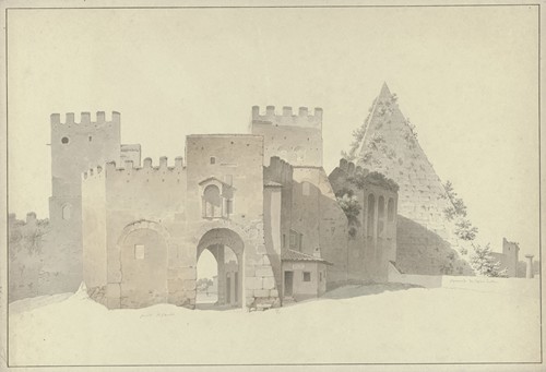 The Porta San Paolo and the Pyramid of Cestius in Rome
