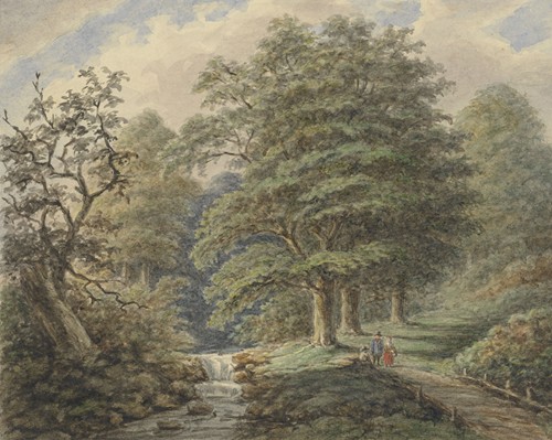 Boslandschap met watervalletje, after Johann Bernard Klombeek
