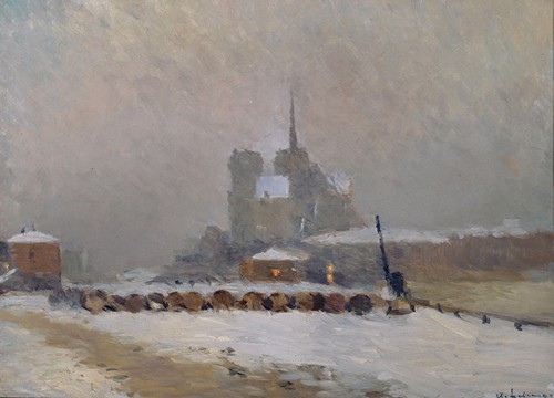 Notre-Dame de Paris. Effet de neige, le soir