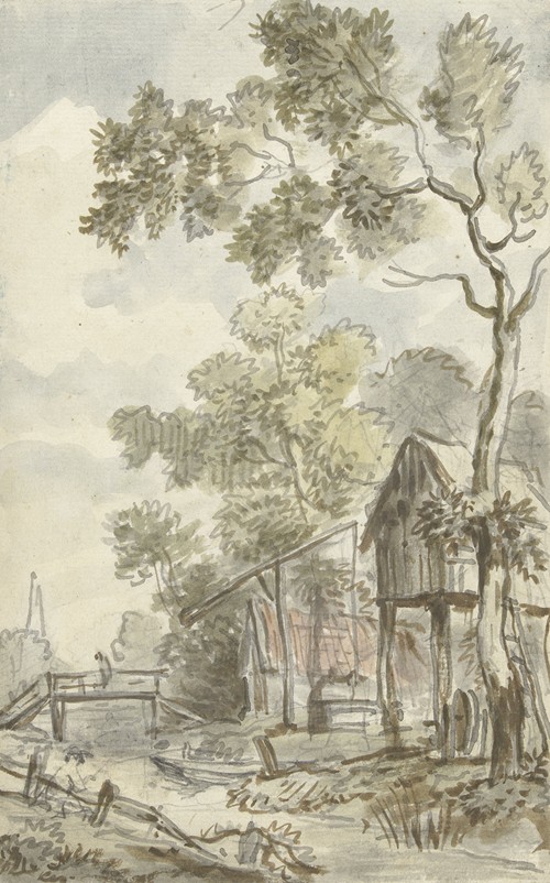 Ontwerp voor behangselschildering met Hollands landschap