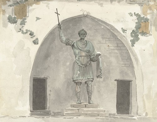 Bronzen beeld van keizer op het marktplein van Barletta