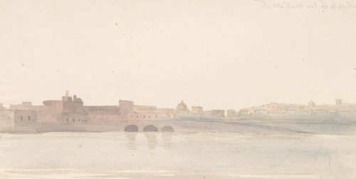 Gezicht op Golf van Napels vanaf kade bij kerk Santa Maria del Carmine (1778)