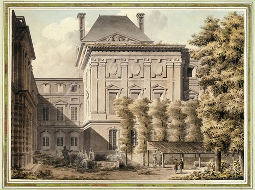 Vue de la façade dédoublant la façade de Le Vau au Louvre, côté du jardin de l’Infante