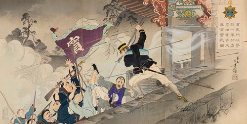 The First Hero Harada Jūkichi Fighting Fiercely in the Attack on the Hyeonmu Gate at Pyeongyang