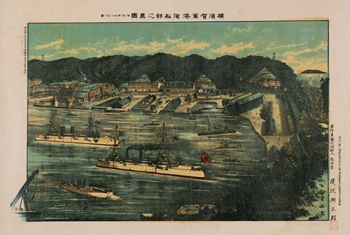 True Depiction of the Shipyards in the Naval Port at Yokosuka, as Viewed from Nenokamiyama