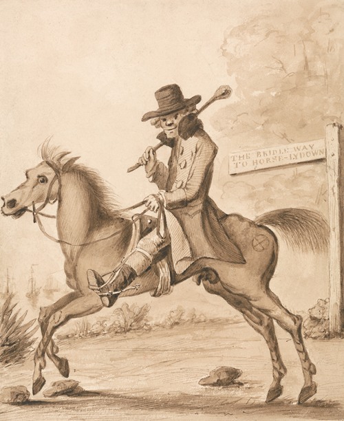 An Illustration of H. Bunbury (‘Geoffrey Gambado’), ‘An Academy for Grown Horsemen; ‘A Bit of Blood’