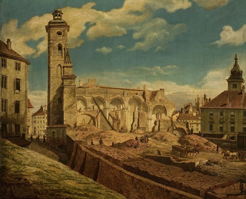 Demoliition of the church of the Bernardine Sisters in Warsaw