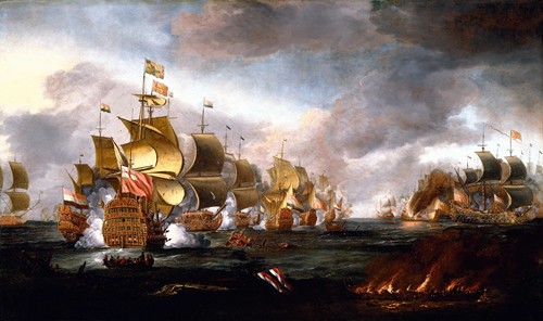 The Battle of Lowestoft, 3 June 1665; Engagement between the English and Dutch Fleets.
