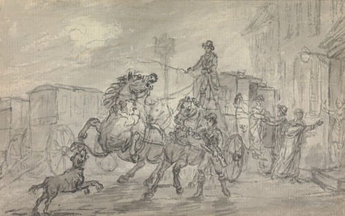 A Lioness Attacking the Off-Leader of the Exeter Mail Coach Outside the Pheasant Inn, Winterslow, on the Night of 20 October 1816