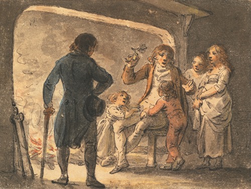 Blazing on the Hearth, The Father Recounting the History to His Children
