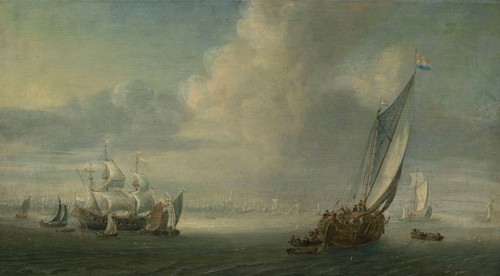 Marine view with a port in the background