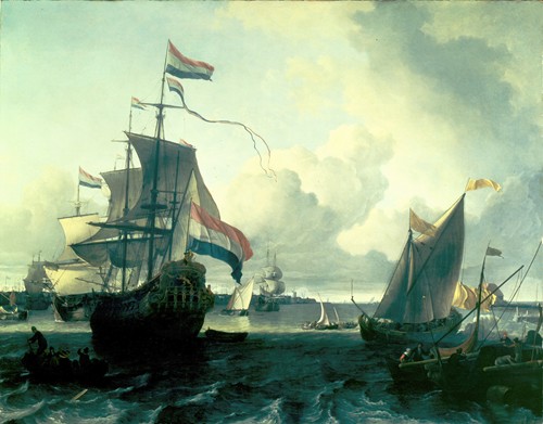 The Dutch Man-of-War ‘De Gouden Leeuw’ on the River Y near Amsterdam