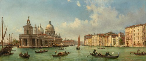 Gondolas and Boats on the Molo, Looking West Towards Santa Maria Della Salute