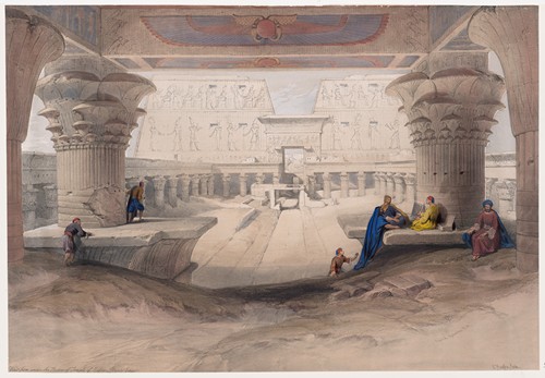 View from under the portico of Temple of Edfou [Idfû], Upper Egypt.