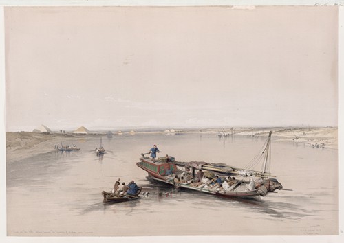 View on the Nile looking towards the pyramids of Dashour [Dahshûr]and Saccara [Saqqârah].