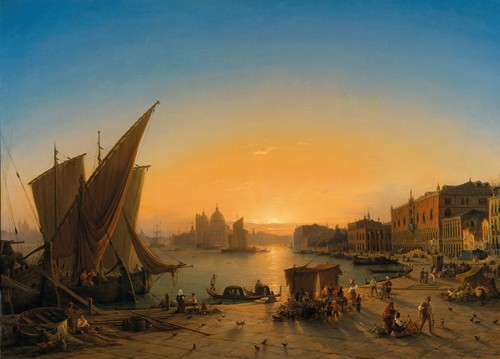 Venice, a View of the Bacino di San Marco from Riva degli Schiavoni, with Palazzo Ducale on the Right, Santa Maria della Salute in the Background