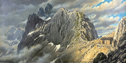 Die Meilerhütte im Wettersteingebirge (von Osten aus gesehen)