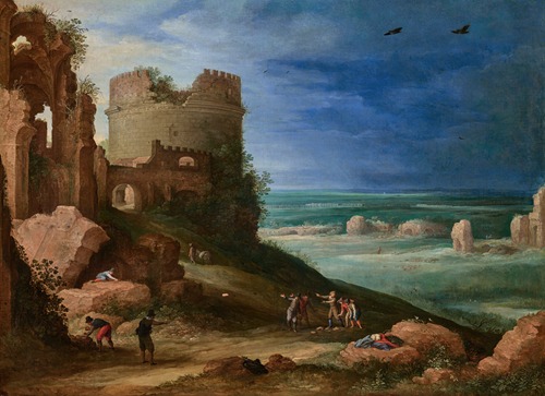 Capriccio of the Via Appia Antica, near Rome, with the tomb of Cecilia Metella and the Claudian Aqueduct