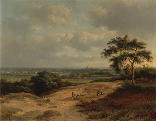 Landschap bij Bergen met legerkamp