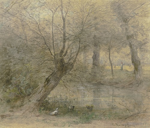 Partie von der Nied in der Nähe des Brentano’schen Parkes in Rödelheim, von Enten belebt