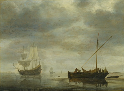 Single-Master and Frigate Firing Salute on a Calm Sea