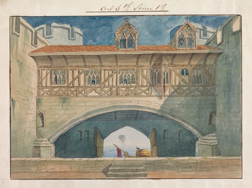 Design for Setting of Charles Kean’s Richard II at the Princess’s Theatre on March 12, 1857, Act 5, Scene 1