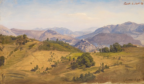 Landschaft bei Civitella mit Blick nach Norden auf Rocca Canterano