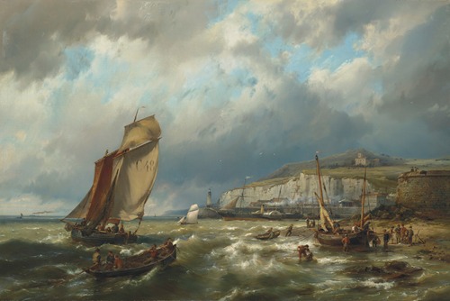 Sailing vessels and a cross channel packet off Newhaven