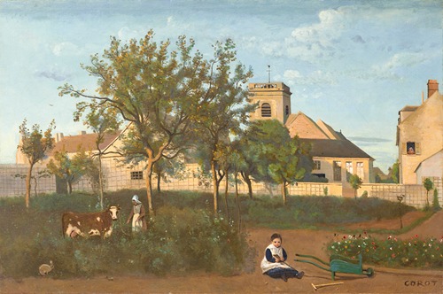 Rosny (Seine-et-Oise), l’église du village, vue prise du verger de Mme Osmond