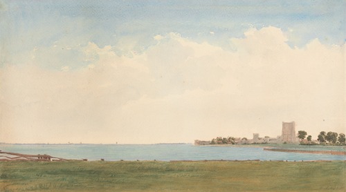 Porchester Castle; A View from Porchester Village Looking across the Water to Portsmouth
