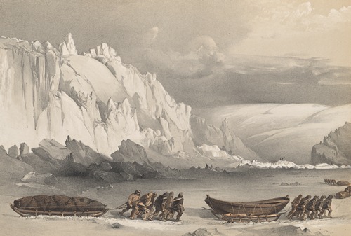 Division of Sledges passing Cape Lady Franklin; Extraordinary masses of ice pressed against the North Shore of Bathurst Land