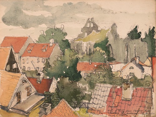 View of Visby from Norder Klint showing the ruins of St. Nicholas
