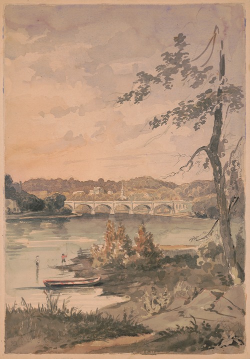Boys fishing on the banks of the Schuylkill River in Philadelphia