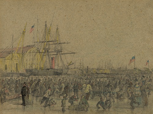 Scene on the Delaware River at Philada. during the severe winter of 1856