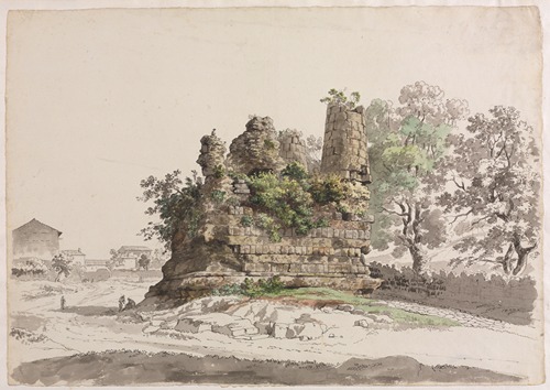 The So-Called Sepulcher of the Curiatii Brothers at Albano, with the Church of the Madonna della Stella in the distance at left